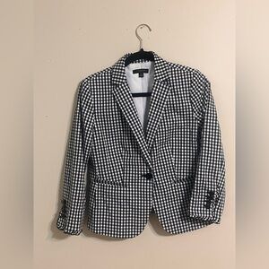 Ann Taylor Black and White Gingham Blazer (Size 6P)